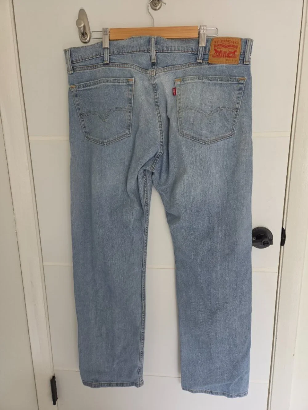 Levi’s 505 men’s regular fit straight leg jeans in a light blue wash